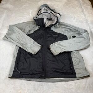 Marmot‎ XXL Mens Lightweight Rain Jacket Hooded Black Gray Outdoor Coat